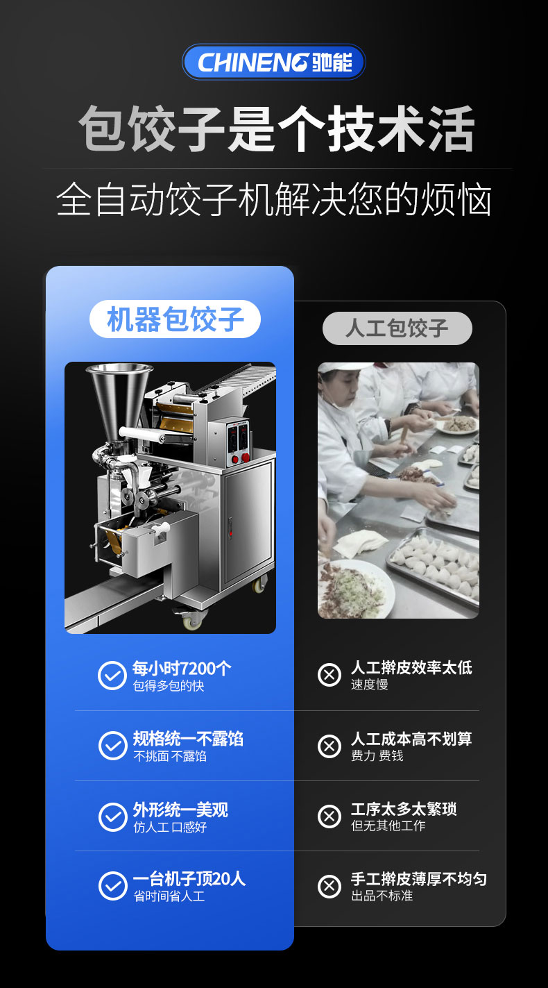 DB多宝视讯全自动饺子机人工包饺子对比