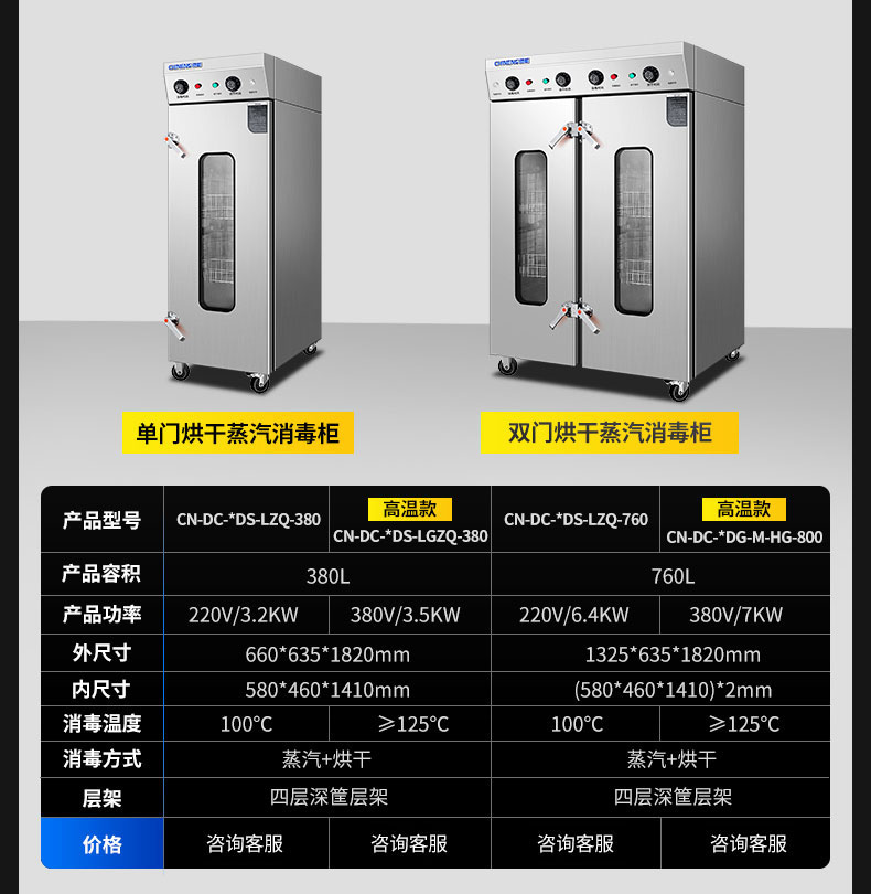DB多宝视讯蒸汽消毒柜产品参数4